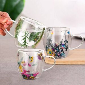 Flower Design Double Glazing Glass Cup